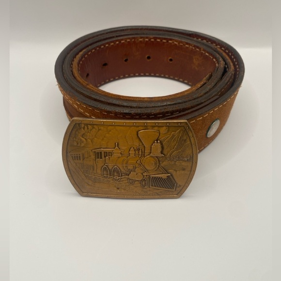General steam boat locomotive Brass buckle and belt - Picture 1 of 8